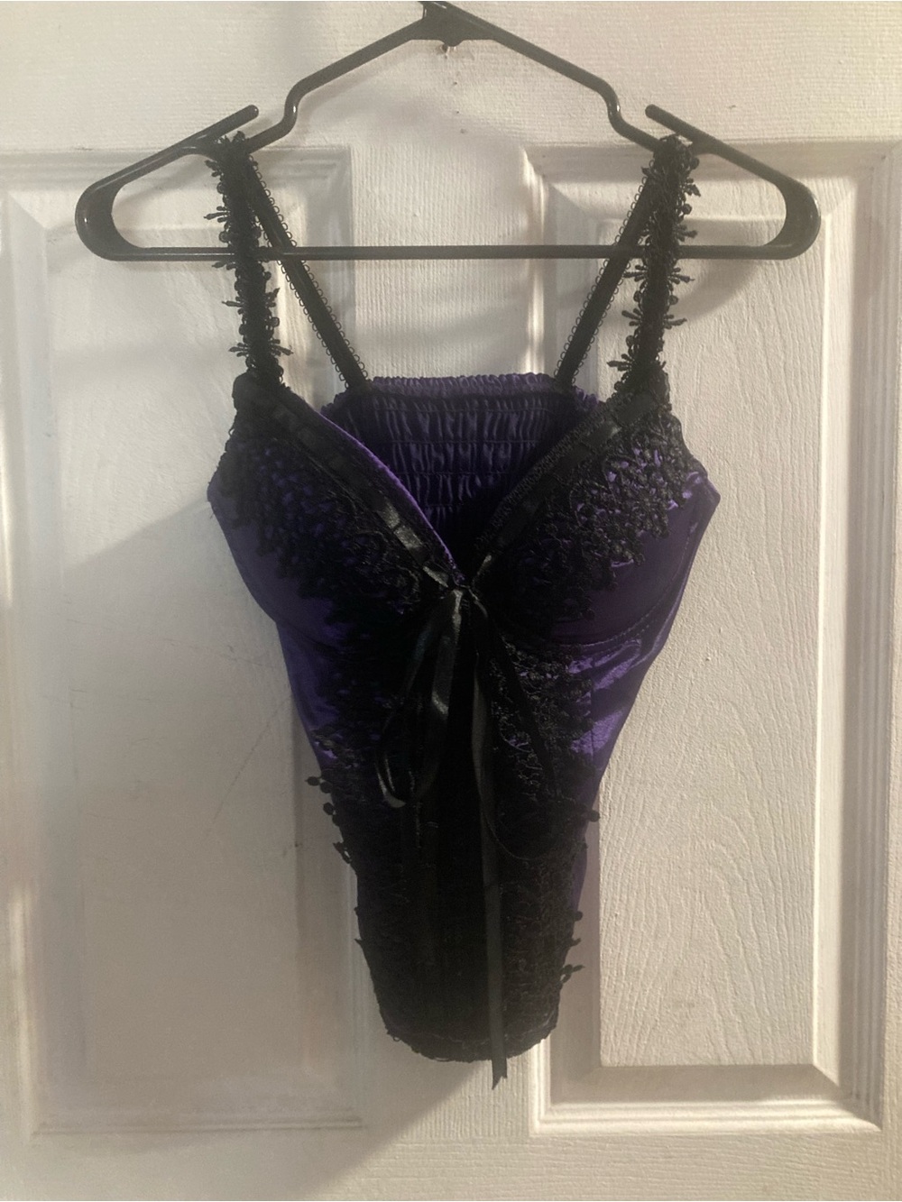 Seductions Purple Satin Lace Bustier Top